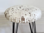 1950's French Cowhide Stools on Metal Tripod Legs