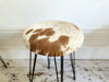 1950's French Cowhide Stools on Metal Tripod Legs