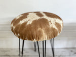 1950's French Cowhide Stools on Metal Tripod Legs