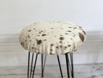 1950's French Cowhide Stools on Metal Tripod Legs