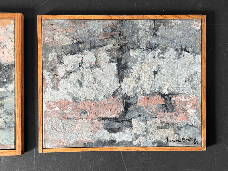 A Small 1950's Oil on Canvas Abstract Painting on Canvas by Jean-Pierre Villeneuve I