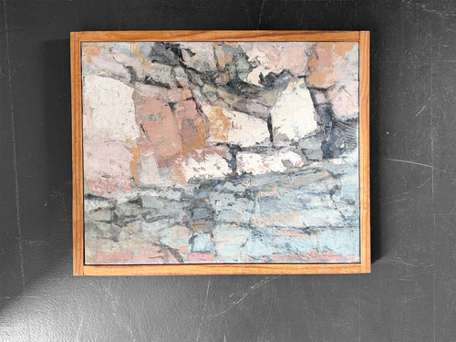 A Small 1950's Oil on Canvas Abstract Painting on Canvas by Jean-Pierre Villeneuve I