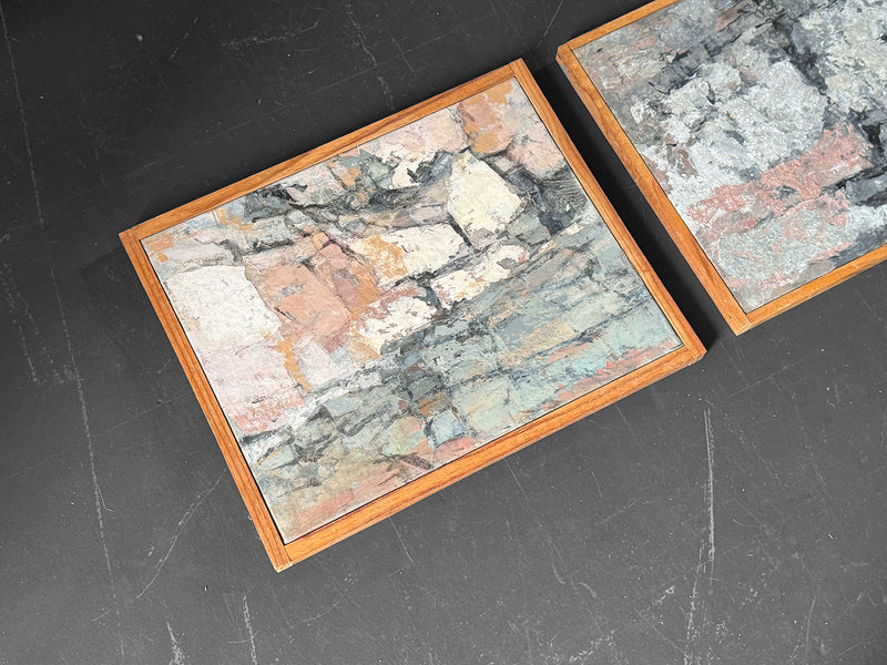 A Small 1950's Oil on Canvas Abstract Painting on Canvas by Jean-Pierre Villeneuve I