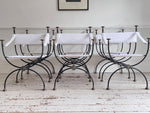 Six 1950's Spanish Bronze & Iron Curule Armchairs