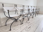 Six 1950's Spanish Bronze & Iron Curule Armchairs