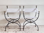 Six 1950's Spanish Bronze & Iron Curule Armchairs