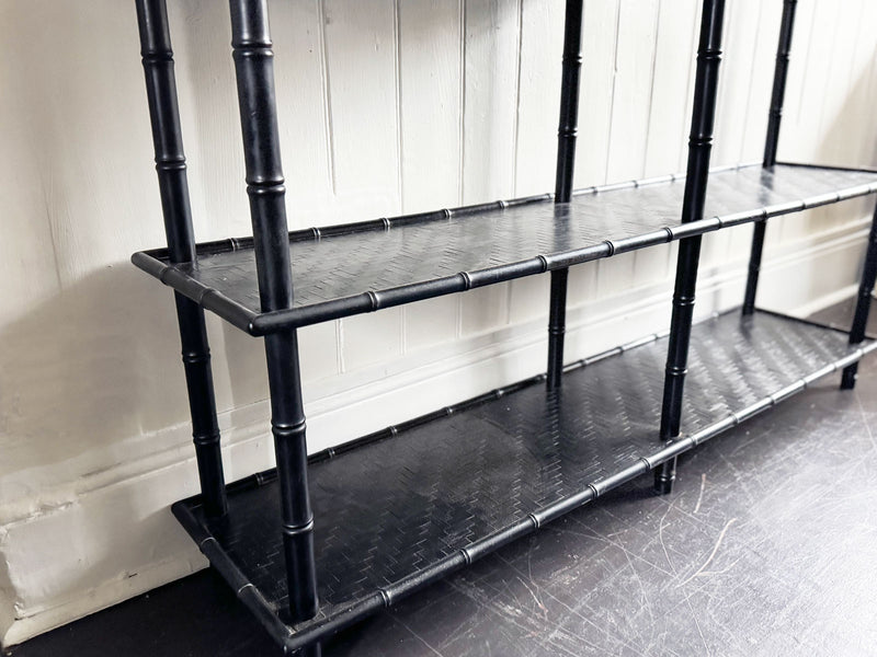 A 1950's French Black Faux Bamboo Etagere