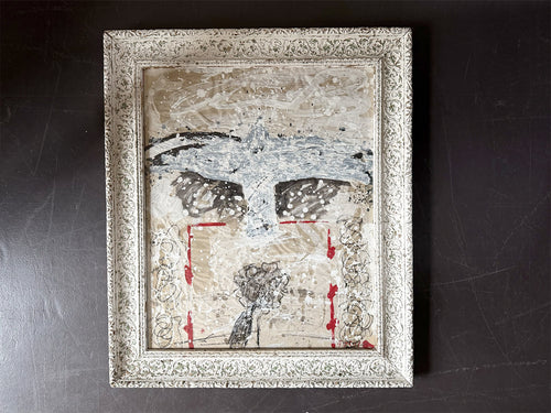 'Bird' An Abstract Acrylic on Paper Monochrome Artwork by Angel Darisio