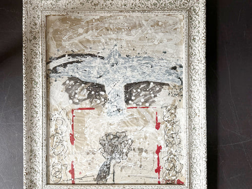 'Bird' An Abstract Acrylic on Paper Monochrome Artwork by Angel Darisio