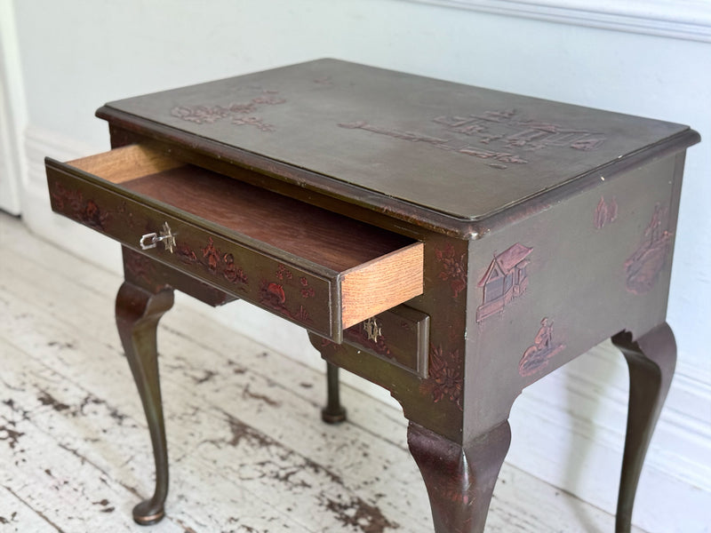 A 1920's Pierre Lottier Green Lacquered Low Boy Table
