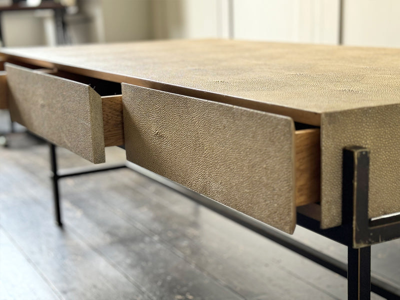 A Rare 1960's Shagreen Three Drawer Coffee Table on Metal Base