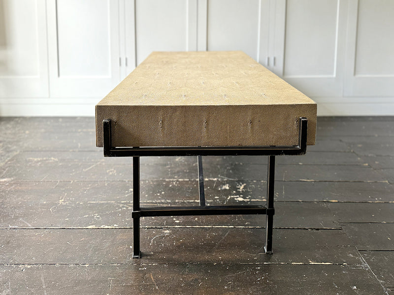 A Rare 1960's Shagreen Three Drawer Coffee Table on Metal Base