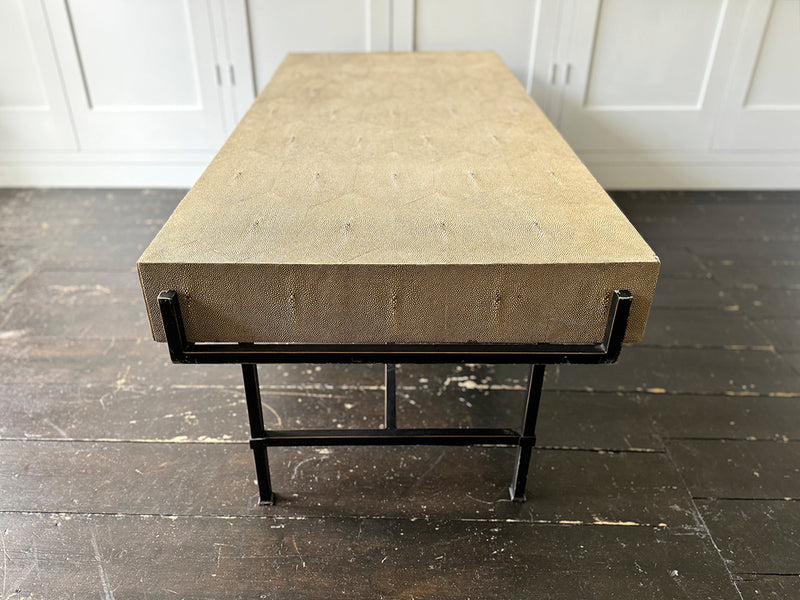 A Rare 1960's Shagreen Three Drawer Coffee Table on Metal Base