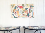 A 1970's Geometric Abstract Oil on Canvas Painting