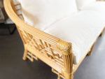 A 1970's Spanish Blond Rattan Sofa with Reeded Frame