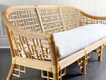 A 1970's Spanish Blond Rattan Sofa with Reeded Frame