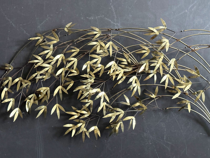 A 1970's Curtis Jere Gold Bamboo Leaf Wall Sculpture