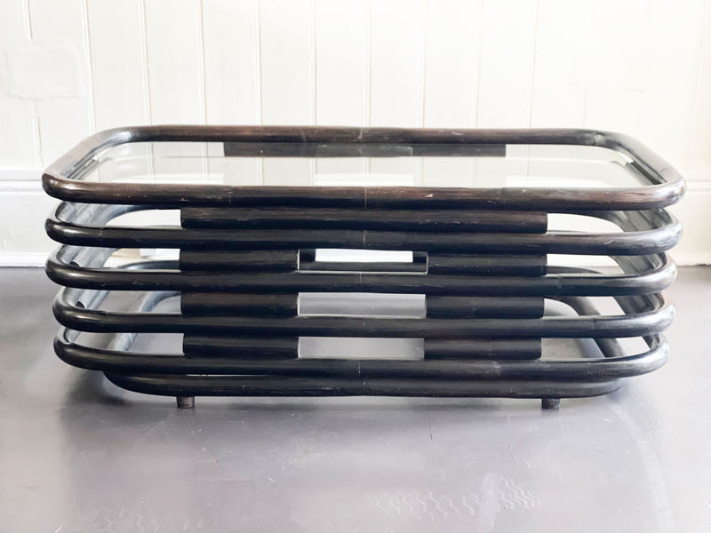 A 1970's Italian Bentwood Sculptural Coffee Table with Glass Top