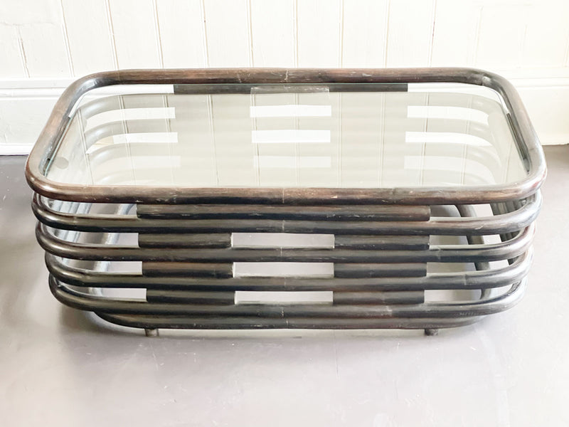 A 1970's Italian Bentwood Sculptural Coffee Table with Glass Top
