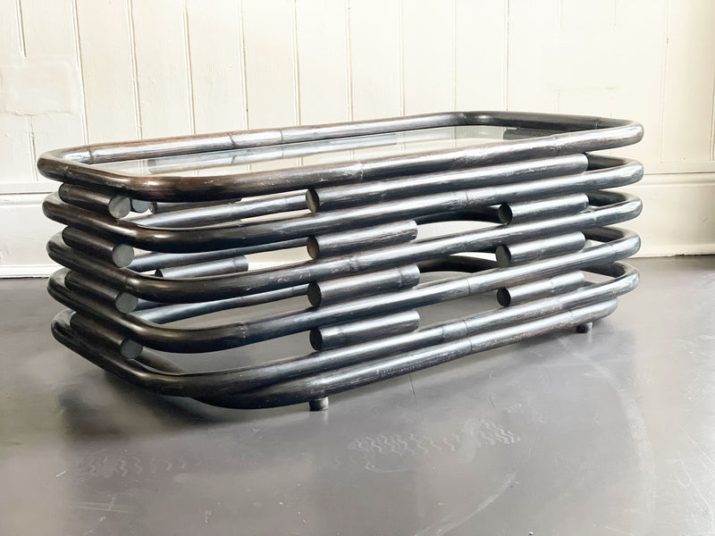 A 1970's Italian Bentwood Sculptural Coffee Table with Glass Top