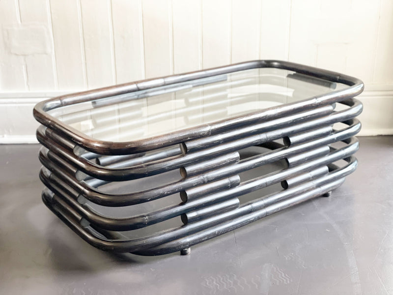 A 1970's Italian Bentwood Sculptural Coffee Table with Glass Top