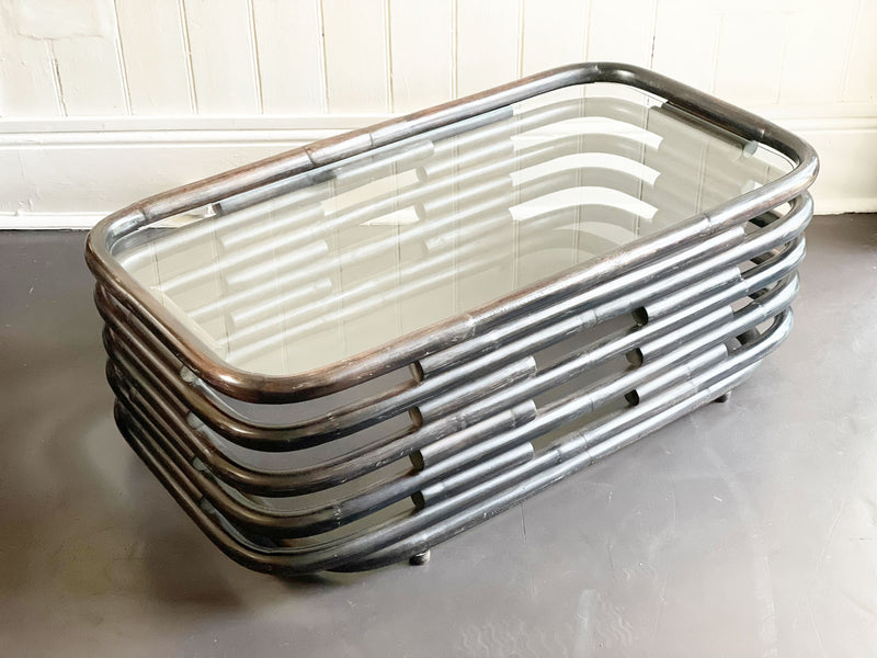 A 1970's Italian Bentwood Sculptural Coffee Table with Glass Top