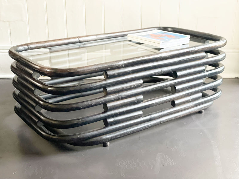 A 1970's Italian Bentwood Sculptural Coffee Table with Glass Top