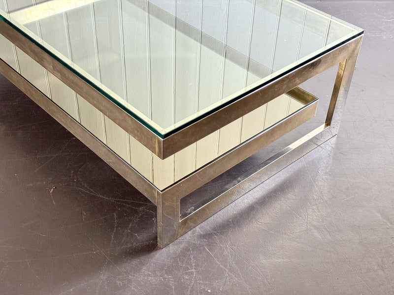 A 1970's Glass Topped Coffee Table with Gold Plating by Belgo