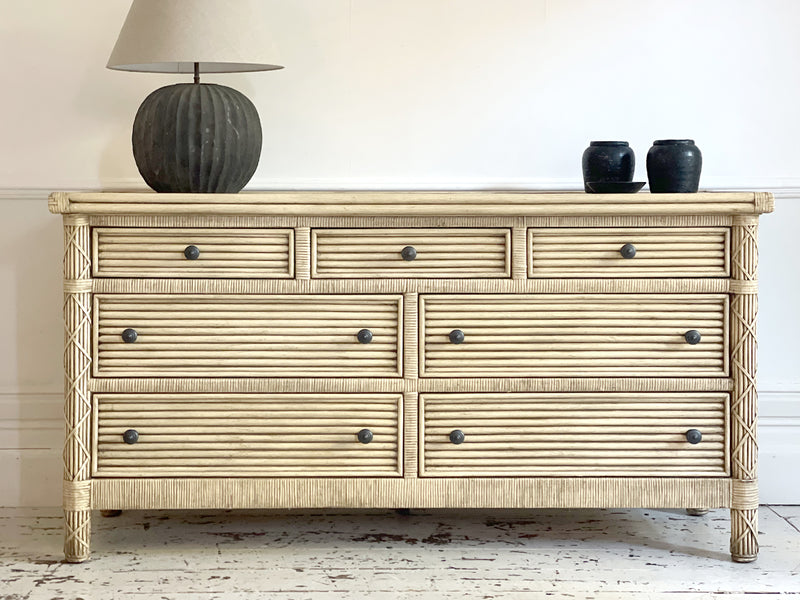 A 1970's Cane & Leather Sideboard by Whitecraft, USA