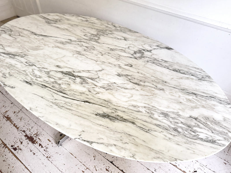 A Very Large Florence Knoll 1960's Oval Arabescato Marble Dining Table for Roche Bobois