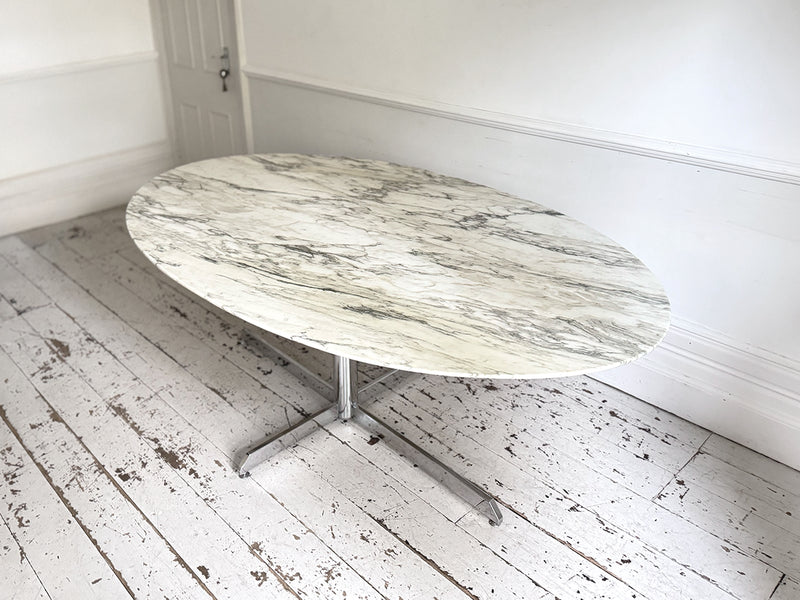 A Very Large Florence Knoll 1960's Oval Arabescato Marble Dining Table for Roche Bobois