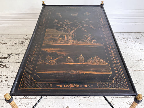 A 1970's French Brass & Tole Chinoiserie Coffee Table