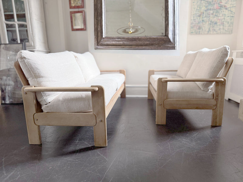 A 1970's French Three-Seater Sofa with French Linen Upholstery