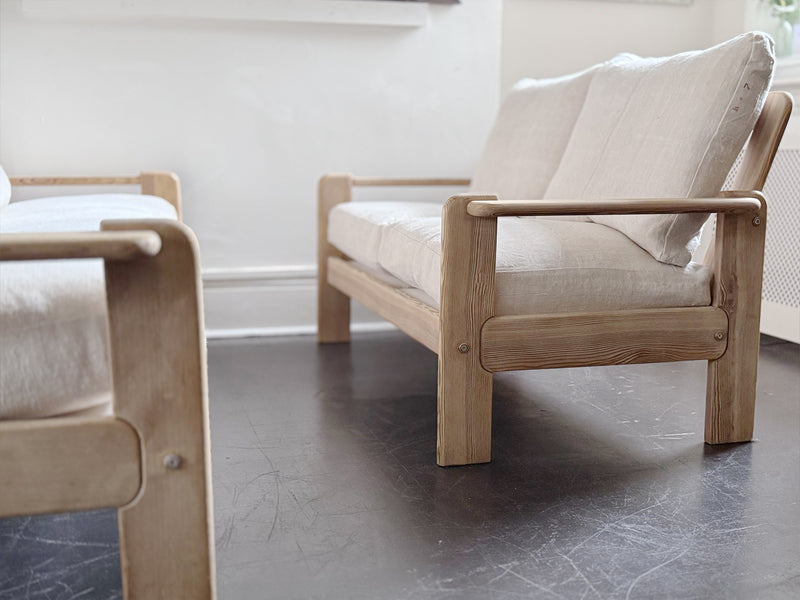A 1970's French Three-Seater Sofa with French Linen Upholstery