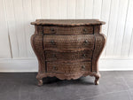 A 1970's French Rattan Bombe Commode