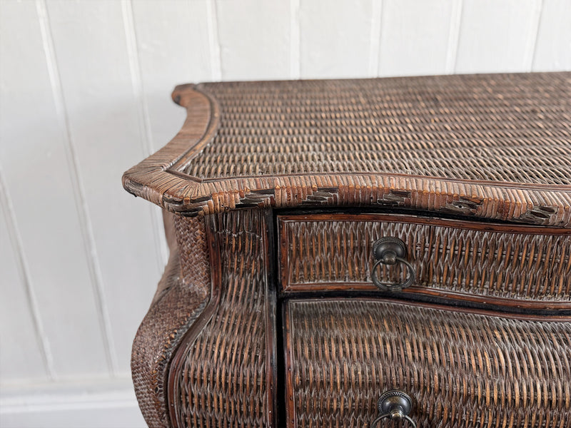 A 1970's French Rattan Bombe Commode