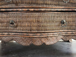 A 1970's French Rattan Bombe Commode