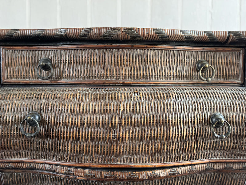 A 1970's French Rattan Bombe Commode