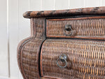 A 1970's French Rattan Bombe Commode