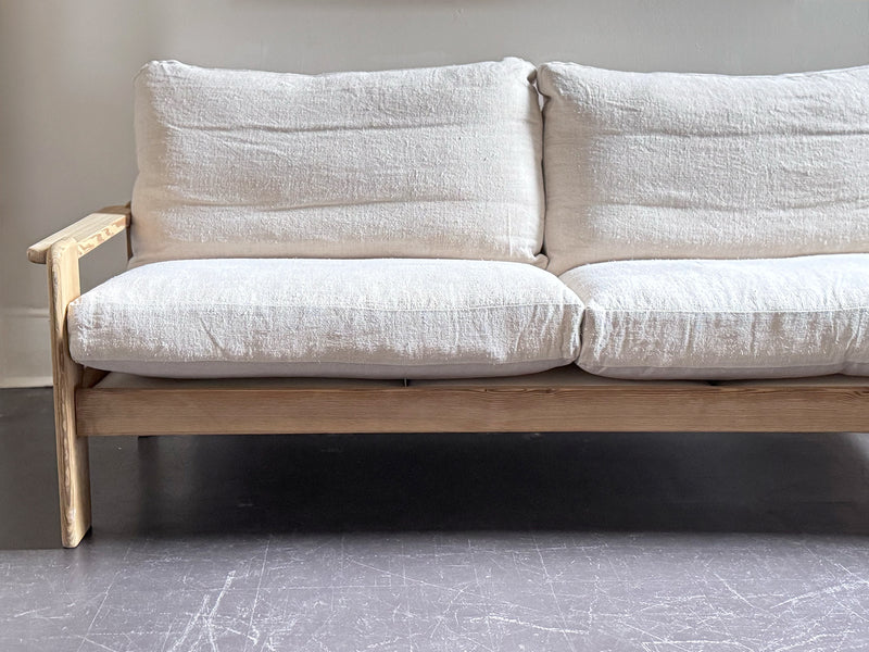 A 1970's French Three-Seater Sofa with French Linen Upholstery