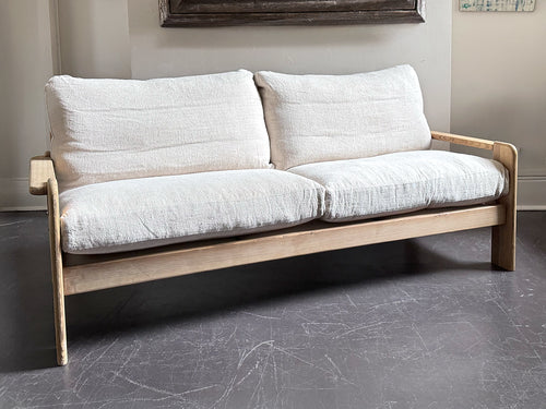 A 1970's French Three-Seater Sofa with French Linen Upholstery