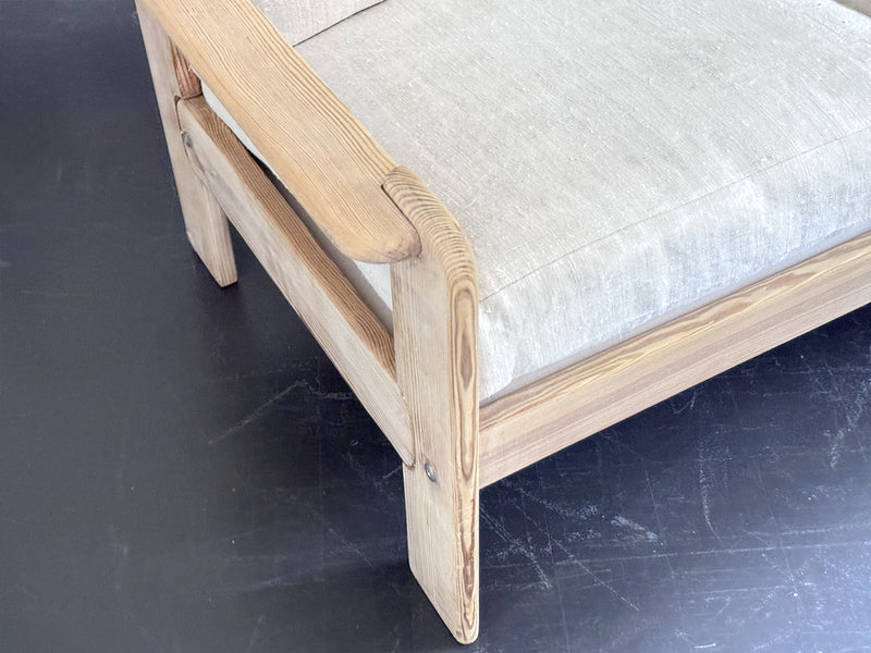 A 1970's French Two-Seater Pine Sofas with French Linen Upholstery