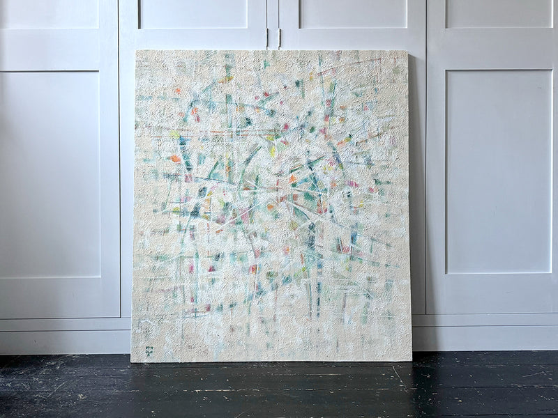 A Large 1970's Pastel Tone Abstract Oil on Canvas from Florence School of Art