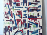 A Large 1970's Red Blue Beige Abstract Oil on Canvas from Florence School of Art
