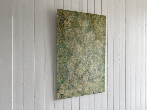 A Large 1970's Pale Green Abstract Oil on Canvas from Florence School of Art