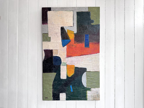 A 1970's Italian Oil on Canvas Abstract Artwork