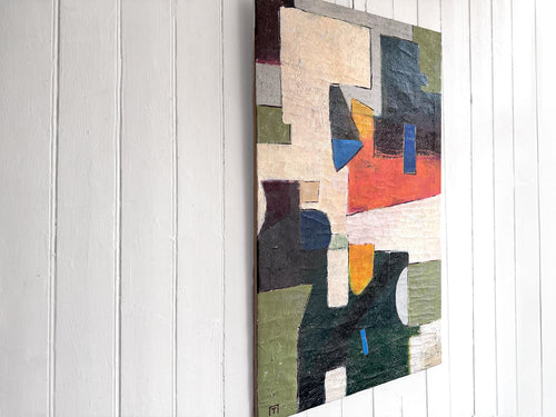 A 1970's Italian Oil on Canvas Abstract Artwork