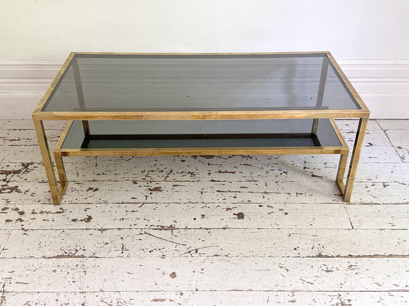 A 1970's Italian Brass & Glass Coffee Table