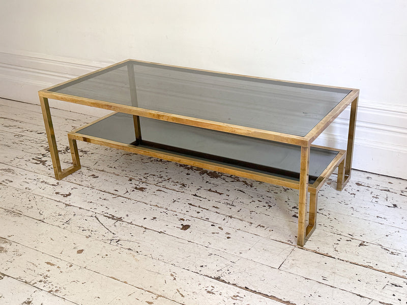 A 1970's Italian Brass & Glass Coffee Table