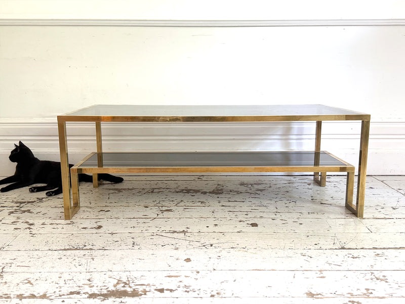 A 1970's Italian Brass & Glass Coffee Table